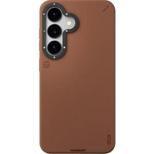 Galaxy S25 Kılıf Magsafe Uyumlu Mat Deri Desenli Youngkit Tech Fashion Serisi Kapak Kahverengi
