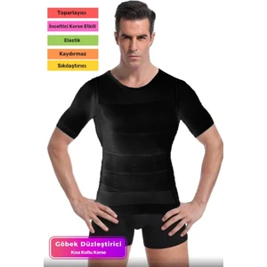 Bel Göğüs Dik Duruş Jinekomasti Toparlayıcı Erkek Göbek Sıklaştırıcı Kısa Kol Korse Atlet