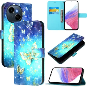 Tecno Spark Go 1 / Go 2025 Altın Kelebek Için 3D Boyama Pu Kılıf (Yurt Dışından)