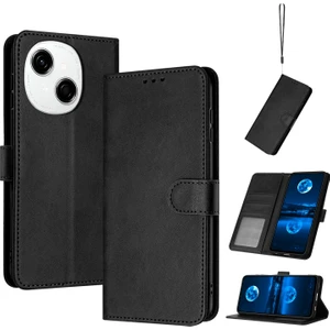 Tecno Spark Go 1 Siyah Için Buzağı Dokulu Deri Kılıf (Yurt Dışından)