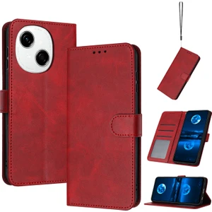 Tecno Spark Go 1 Kırmızı Için Buzağı Dokulu Deri Kılıf (Yurt Dışından)