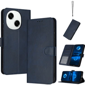 Tecno Spark Go 1 Koyu Mavi Için Buzağı Dokulu Deri Kılıf (Yurt Dışından)