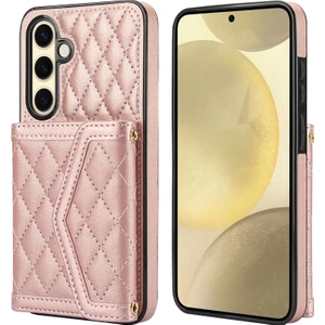 Samsung Galaxy S24 Fe 5g Rose Gold Için Ekleme Eşkenar Dörtgen Çanta Kılıfı (Yurt Dışından)