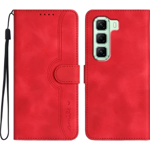 Infinix Hot 50 5g Kırmızı Için Kalp Desenli Pu Kılıf (Yurt Dışından)