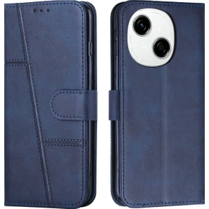 Tecno Spark Go 1 Mavi Için Dikiş Buzağı Telefon Kılıfı (Yurt Dışından)