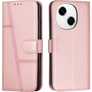 Tecno Spark Go 1 Pembe Altın Dikişli Buzağı Telefon Kılıfı (Yurt Dışından)