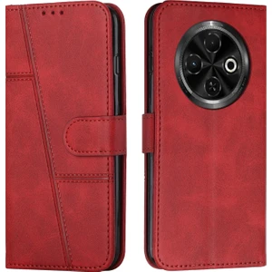 Tecno Spark 30C Kırmızı Dikişli Buzağı Telefon Kılıfı (Yurt Dışından)