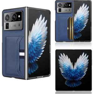 Tecno Phantom V Fold2 Mavi Için Litchi Kart Yuvası Telefon Kılıfı (Yurt Dışından)