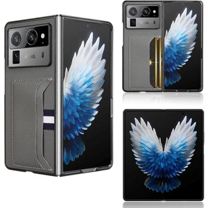 Tecno Phantom V Fold2 Gri Için Litchi Kart Yuvası Telefon Kılıfı (Yurt Dışından)