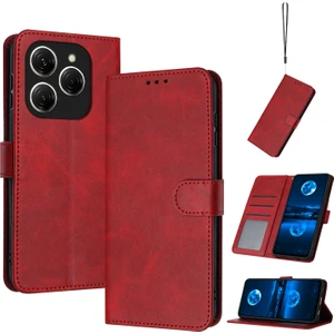 Tecno Spark 20 Pro 5g Kırmızı Için Buzağı Dokulu Deri Kılıf (Yurt Dışından)