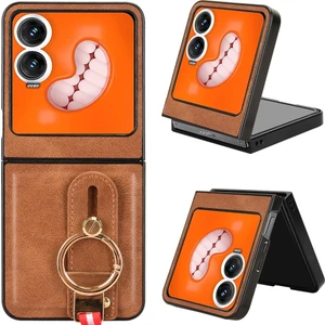 Infinix Zero Flip Kahverengi Bileklik Pu Kılıf (Yurt Dışından)