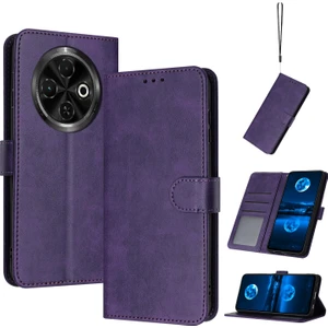 Tecno Spark 30C Mor Için Buzağı Dokulu Deri Kılıf (Yurt Dışından)