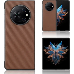 Tecno Phantom V Fold Kahverengi Için Pu Deri Pc Telefon Kılıfı (Yurt Dışından)