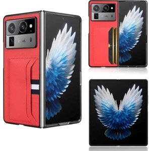 Tecno Phantom V Fold2 Kırmızı Için Litchi Kart Yuvası Telefon Kılıfı (Yurt Dışından)