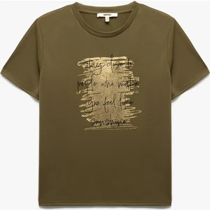 Baskılı Kısa Kollu Bisiklet Yaka Tişört