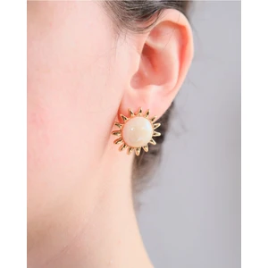 Gold Sedef Taşlı Güneş Küpe