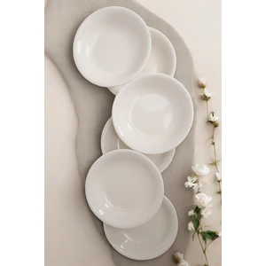 Mercan 6’lı Porselen Çukur Yemek Tabağı 16 cm Küçük Boy Beyaz C1-1-421