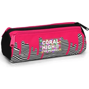 Coral High Pembe Siyah Beyaz Desenli Üç Bölmeli Kalem Çantası 11178