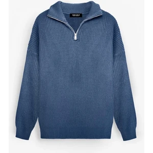 Abluka Online Oversize Yarım Fermuarlı Kazak Lacivert