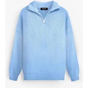 Abluka Online Erkek Oversize Yarım Fermuarlı Kazak Bebek Mavi