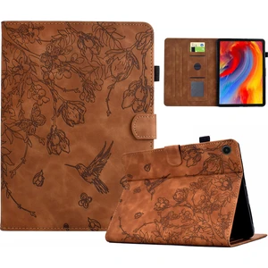Seashell Digital Samsung Galaxy Tab S6 Lite (2024)/(2022)/(2020) P610/P615 Kılıf Desenli Baskılı Stand Litchi Dokulu Deri Tablet Kılıfı Kart Yuvalı-Kedi