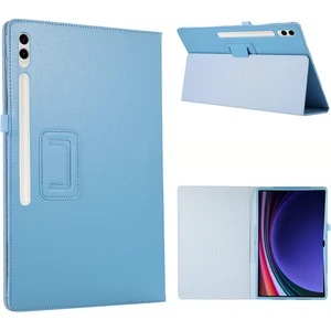 Seashell Digital Samsung Galaxy Tab S10 Ultra Kılıf Çift Katlı Standlı Deri Tablet Kapak Litchi Doku-Bebek Mavisi