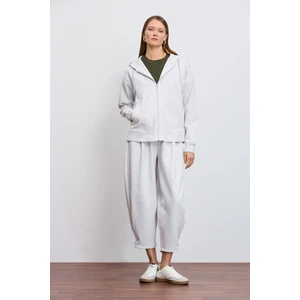 Kapüşonlu Fermuarlı Teknik Sweatshirt