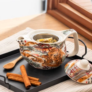 Porsima Dem-131-1 Porselen Bitki Çayı Demliği Desenli Tek Demlik 400 ml