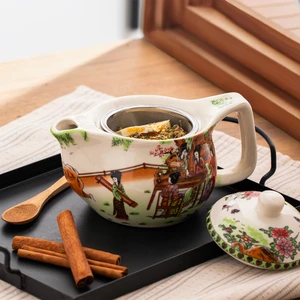 Porsima Dem-131-2 Porselen Bitki Çayı Demliği Etnik Desenli Tek Demlik 400 ml