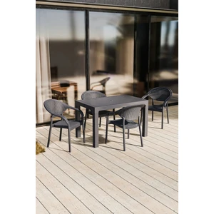 Raddan Camsız 70 x 120 Masa Takımı Bambu 4 Adet Sandalye Masa Takımı Bahçe Balkon Teras Bistro Set