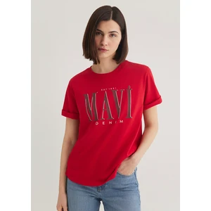 Mavi Logo Baskılı Kırmızı Tişört 1611990-70463