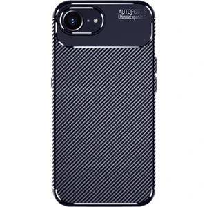 Apple iPhone 16E Uyumlu Kılıf Negro Karbon Desen Silikon Lacivert