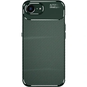 Apple iPhone 16E Uyumlu Kılıf Negro Karbon Desen Silikon Yeşil + Ekran Koruyucu