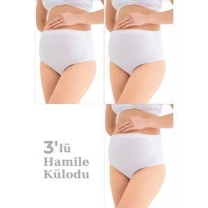 Kadın (DİKİŞSİZ) Lohusa Hamile Külodu Beyaz Pamuklu Likralı Yumuşak Dokulu Esnek Kumaş 3'lü Set