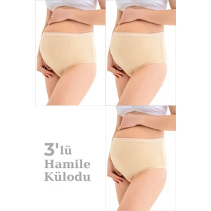 Kadın (DİKİŞSİZ) Lohusa Hamile Külodu Ten Rengi Pamuklu Likralı Yumuşak Dokulu Esnek Kumaş 3'lü Set