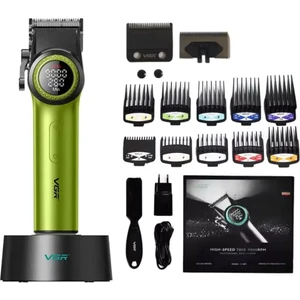 001 Profesyonel  Berberler Için Karbon Çelik Bıçak Saç Kesme Makinesi 9000RPM, yeşil