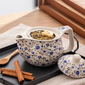 Porsima Dem-131-4 Porselen Bitki Çayı Demliği Çiçek Desenli Tek Demlik 400 ml