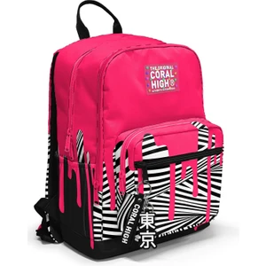 Coral High Pembe Siyah Beyaz Desenli Okul Sırt Çantası 23678