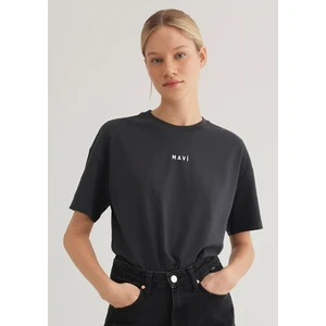 Mavi Logo Baskılı Antrasit Tişört 1612518-70087