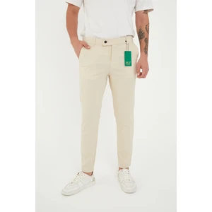 Erkek Bej Renk Italyan Kesim Kaliteli Esnek Likralı Kumaş Pantolon