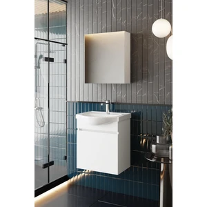 Karen Banyo Fulya 50 cm Mdf Lavabolu Aynalı Banyo Dolabı Seti Seramik Lavabo Dahil Beyaz Mdf