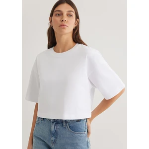 Beyaz Crop Basic Tişört 1612377-620