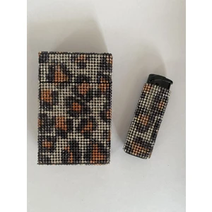 Cigarillo Kılıfı  (Black& Brown Leopar Değerli Taş Kaplama)