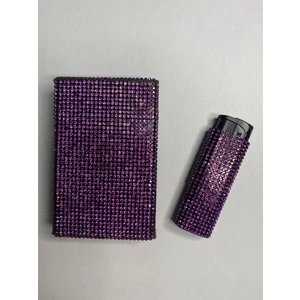 Sigara Kutusu Mor Taşlı Slim Kısa + Çakmak