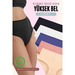 Red İç Giyim Yüksek Bel Büyük Beden Pamuklu Bato Kadın Külot 5'li Paket (Battal Boy)