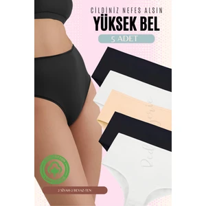 Red İç Giyim Yüksek Bel Büyük Beden Pamuklu Bato Kadın Külot 5'li Paket (Battal Boy)