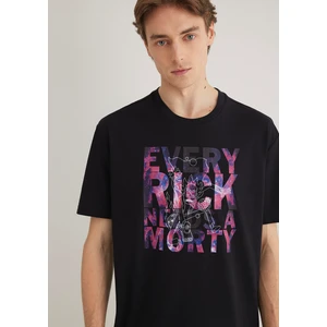 Rick and Morty Baskılı Siyah Tişört 0611683-900