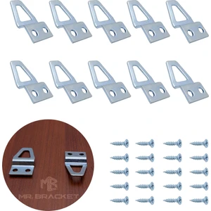 10 Ad Tablo Kancası Kıvrık Model - Metal Çerçeve Askısı Aparatı - Vidalı Fotoğraf Resim Asma Kancası