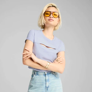 Kadın Mavi Puma Wardrobe Ess Baby Tee Mavi Kadın Crop