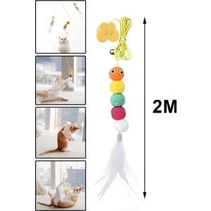 Tırtıl Kedi Oyuncağı, Kendinden Yapışkanlı, Zilli, Elastik İpli, Asılı Kedi Oyuncağı